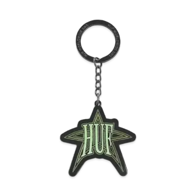 HUF Fall 24 Intergalactic Glow Metal Keychain "Black Nickel"