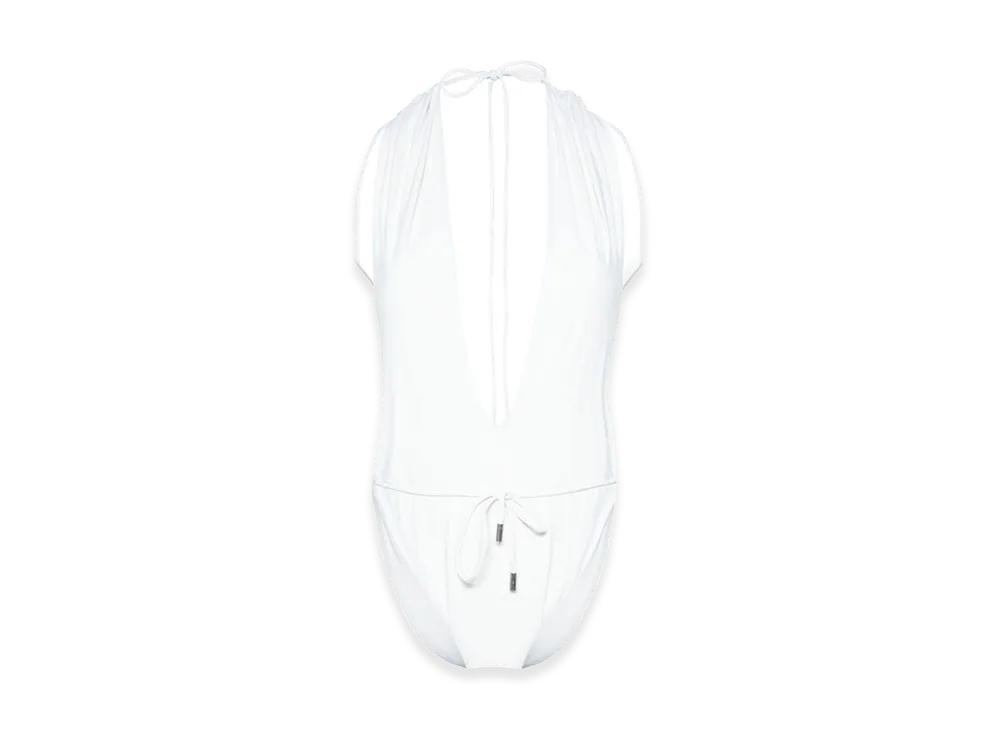 Saint Laurent Women's High-Leg One-Piece Swimsuit "White"
