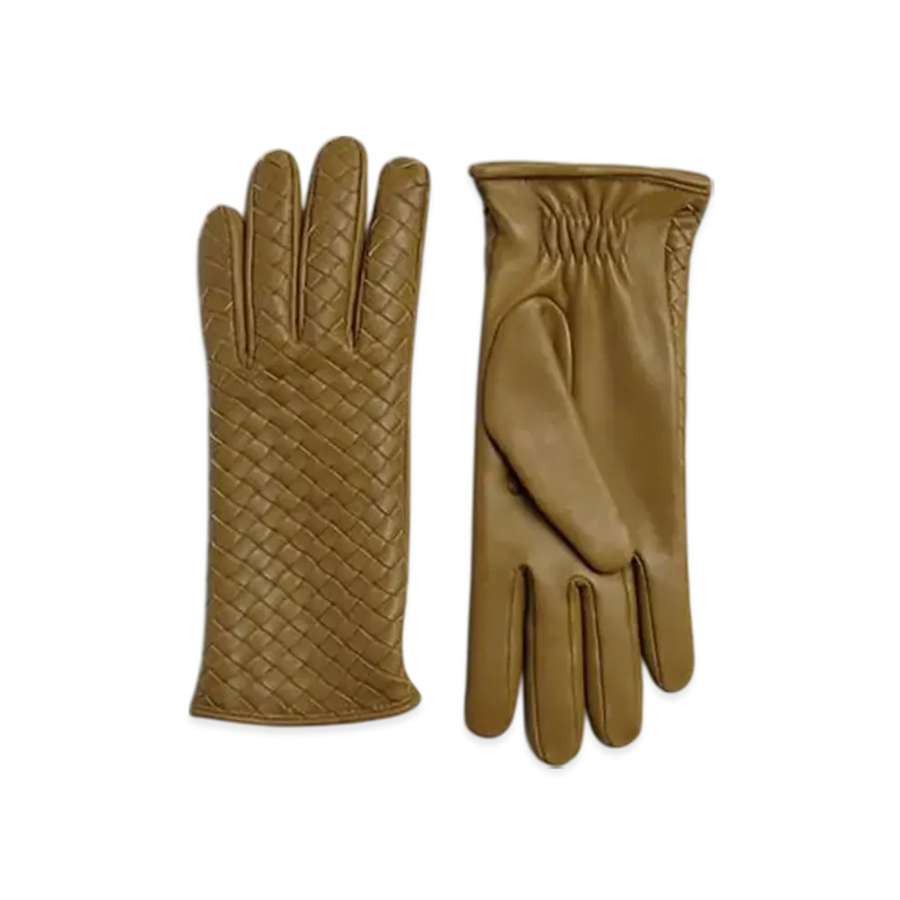 Bottega Veneta Intrecciato Leather Gloves "Acorn"