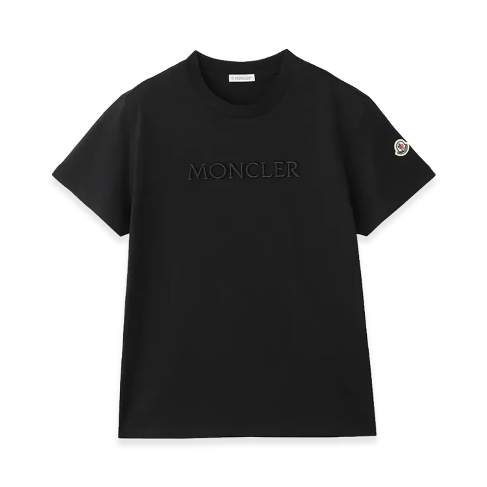 MONCLER Women's Cotton Crewneck Embroidered Logo Regular Fit S/S T-Shirt "Black"
