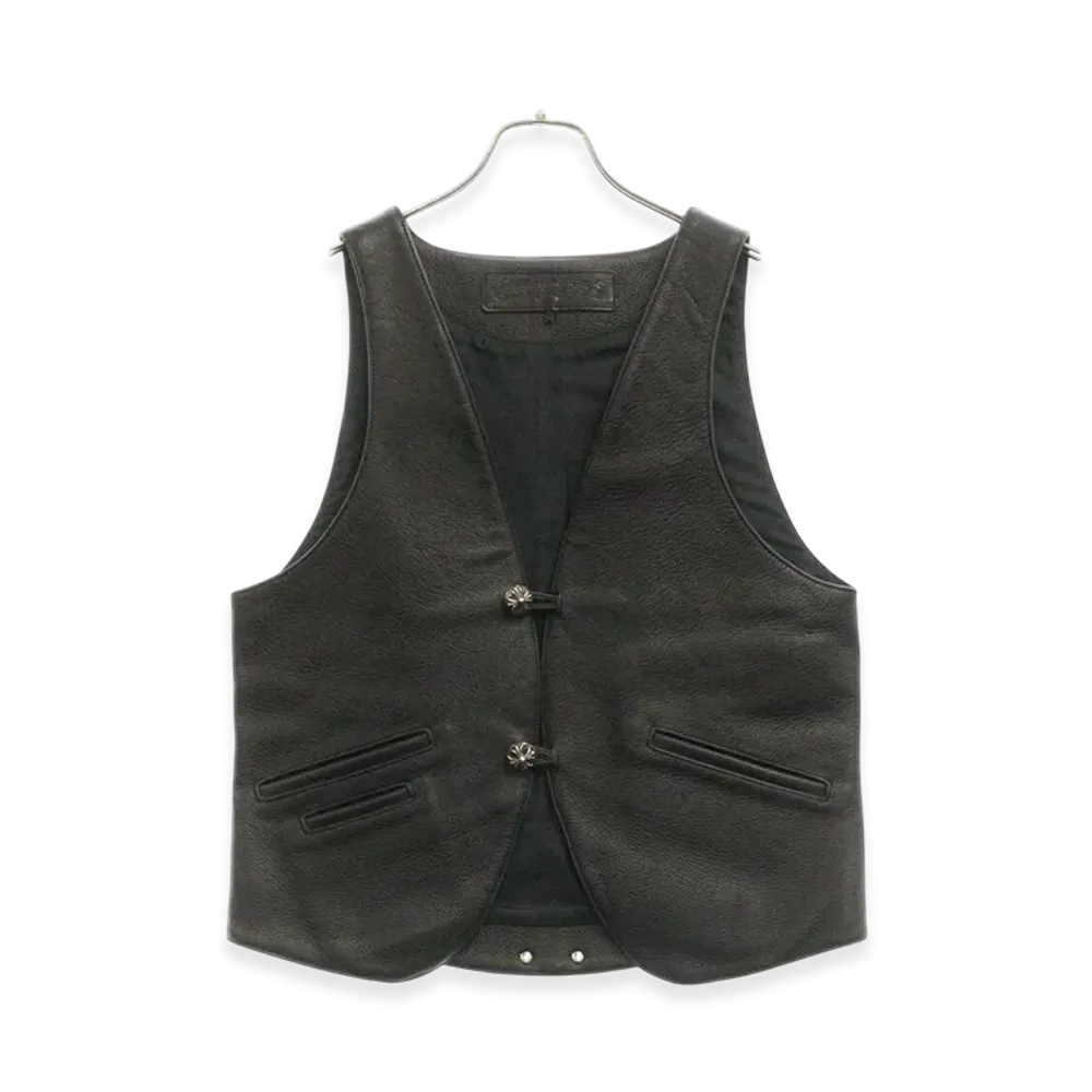 Chrome Hearts Cross Ball Button Leather Vest "Silver/Black"