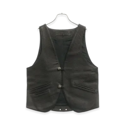 Chrome Hearts Cross Ball Button Leather Vest "Silver/Black"