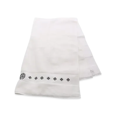 Chrome Hearts Horseshoe & CH Cross Embroidered Bath Towel "White"