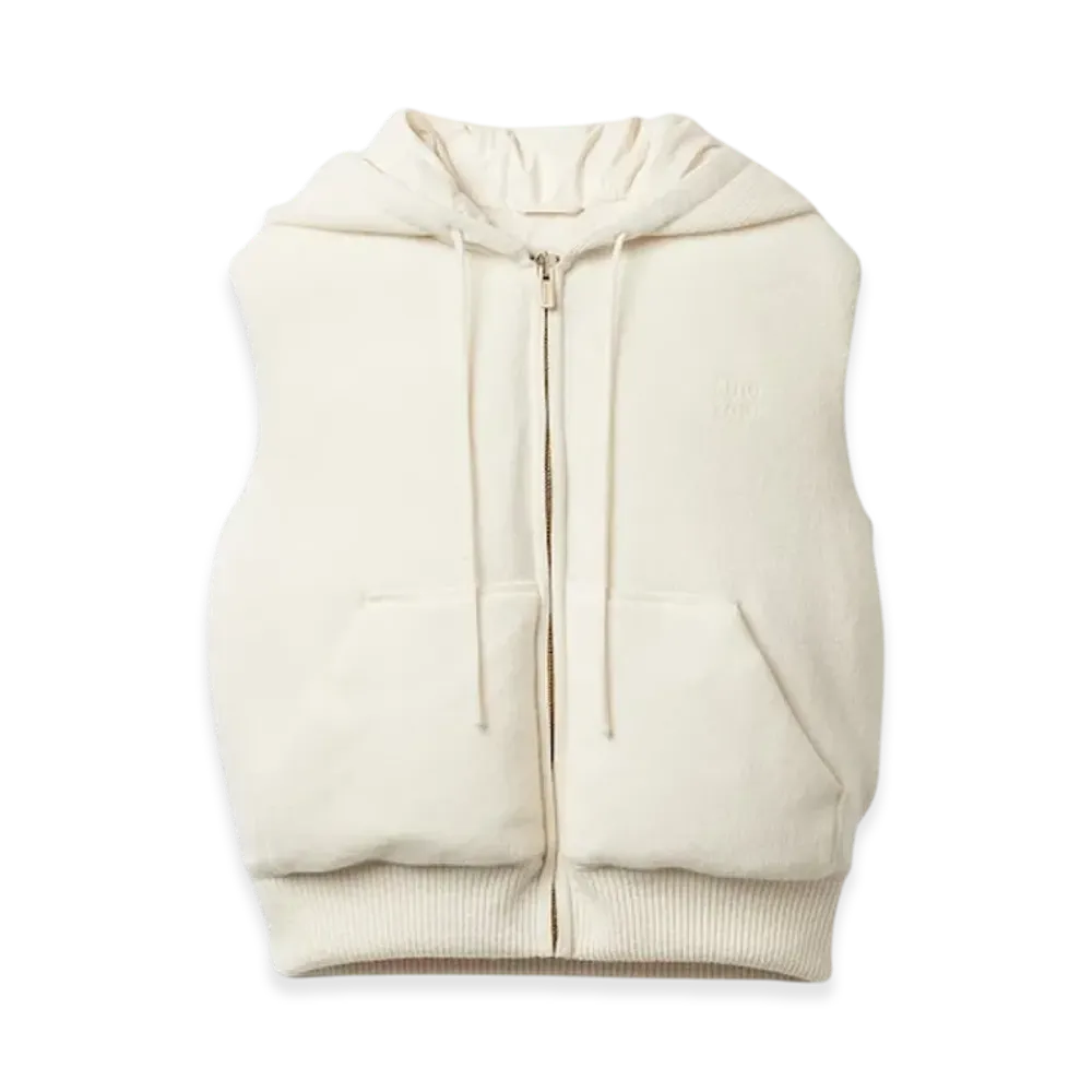 MIU MIU Women's Camel Hair Down Vest "Petal Pink"