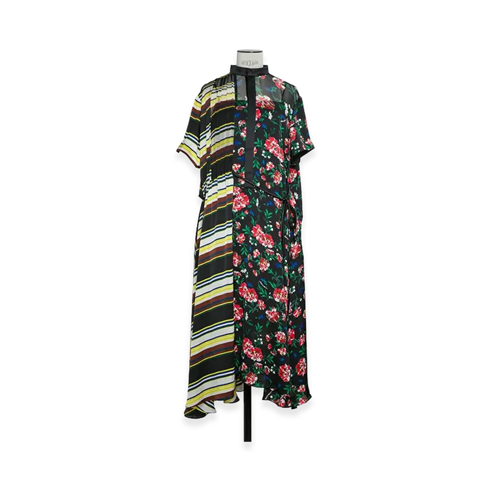 sacai Women's Pattern Mix Dress "Black Multi"
