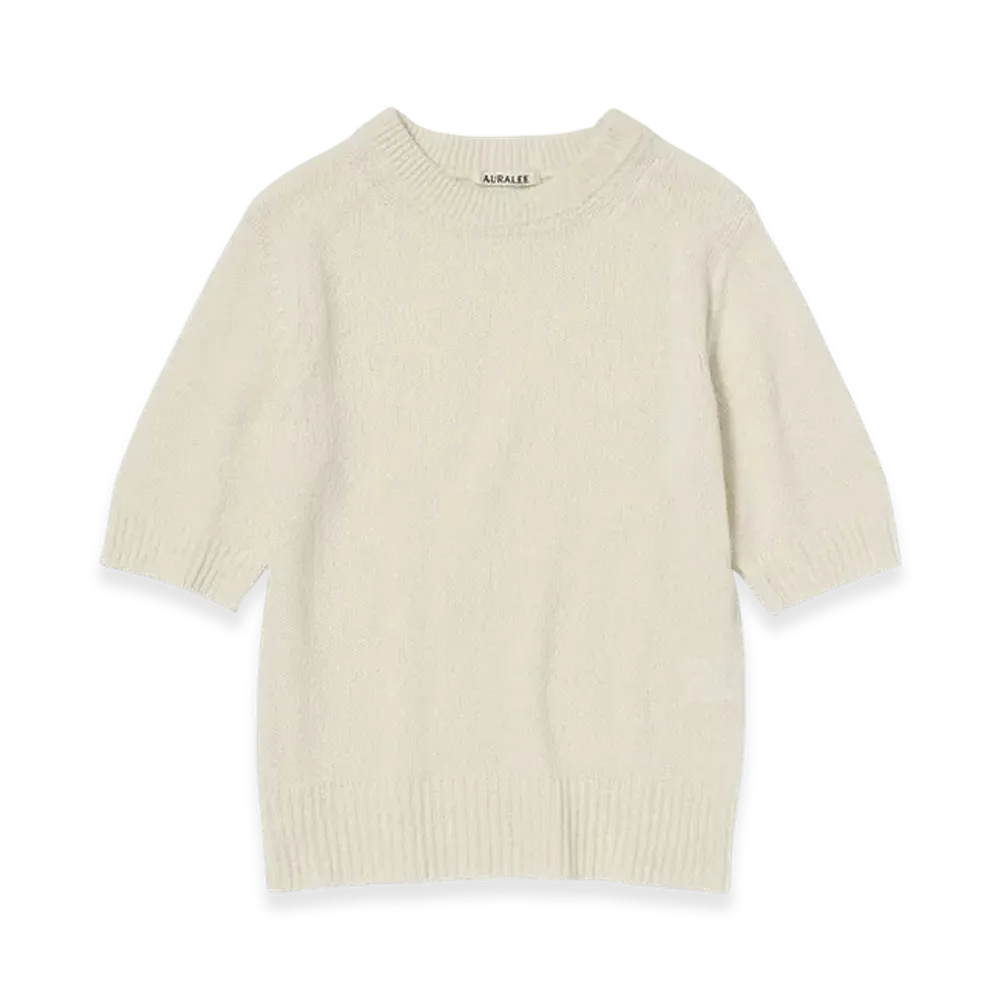 AURALEE Summer Cashmere Knit Tee "Ivory White"