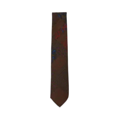 BEAMS Wool Silk Tie Paisley Print "Brown"
