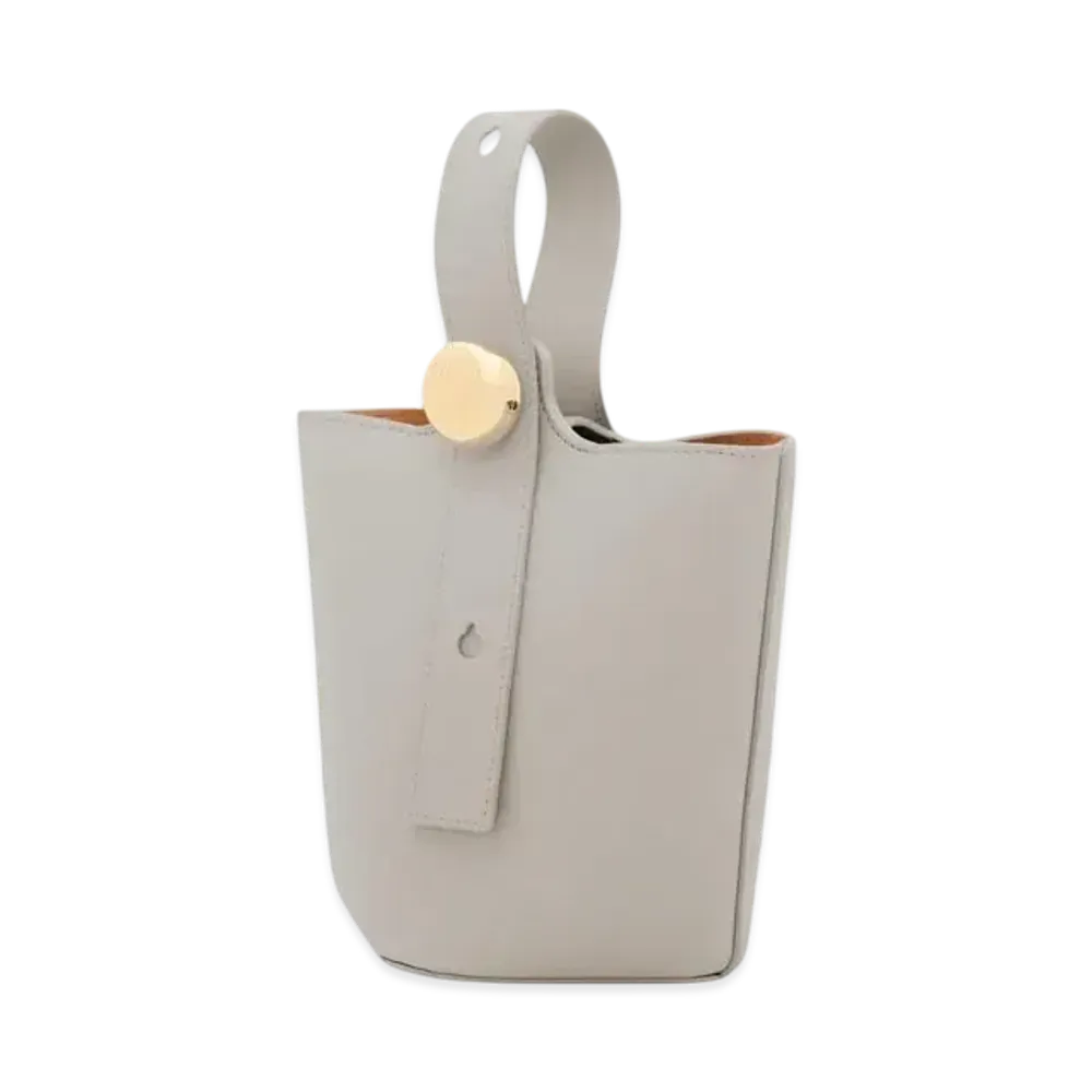 LOEWE Mini Pebble Bucket in Smooth Calfskin "Shell Grey"