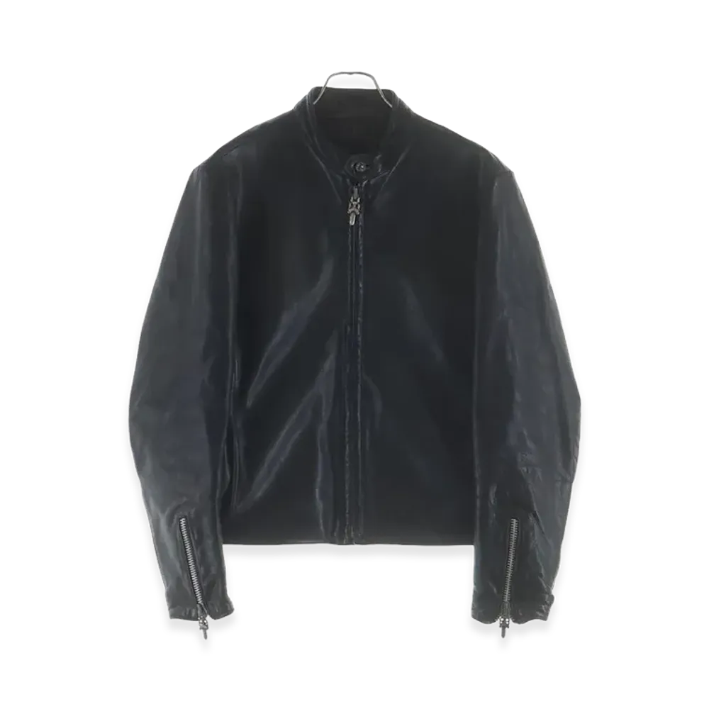 Chrome Hearts Racing 2 Dagger Zip Single Riders Leather Jacket "Black"