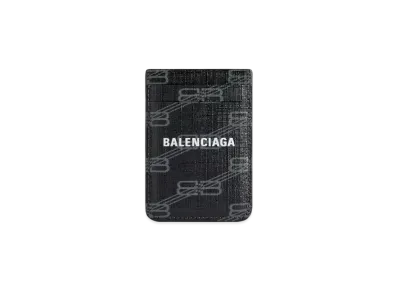 BALENCIAGA Signature Magnet Card Holder BB Monogram Coated Canvas "Black/Gray"