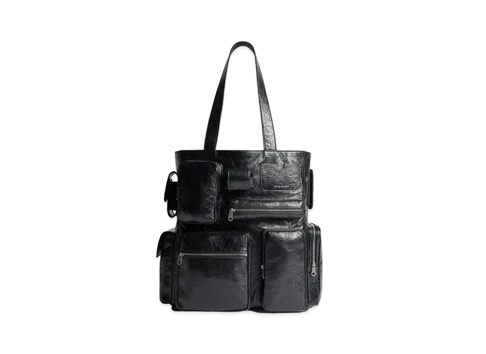 BALENCIAGA Superbusy Tote Bag In Arena Lambskin "Black"