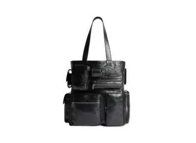 BALENCIAGA Superbusy Tote Bag In Arena Lambskin "Black"