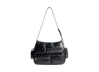 BALENCIAGA Superbusy Messenger Bag In Arena Lambskin "Black"