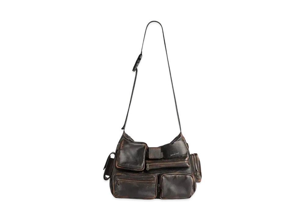 BALENCIAGA Superbusy Messenger Bag Used Effect "Brown"