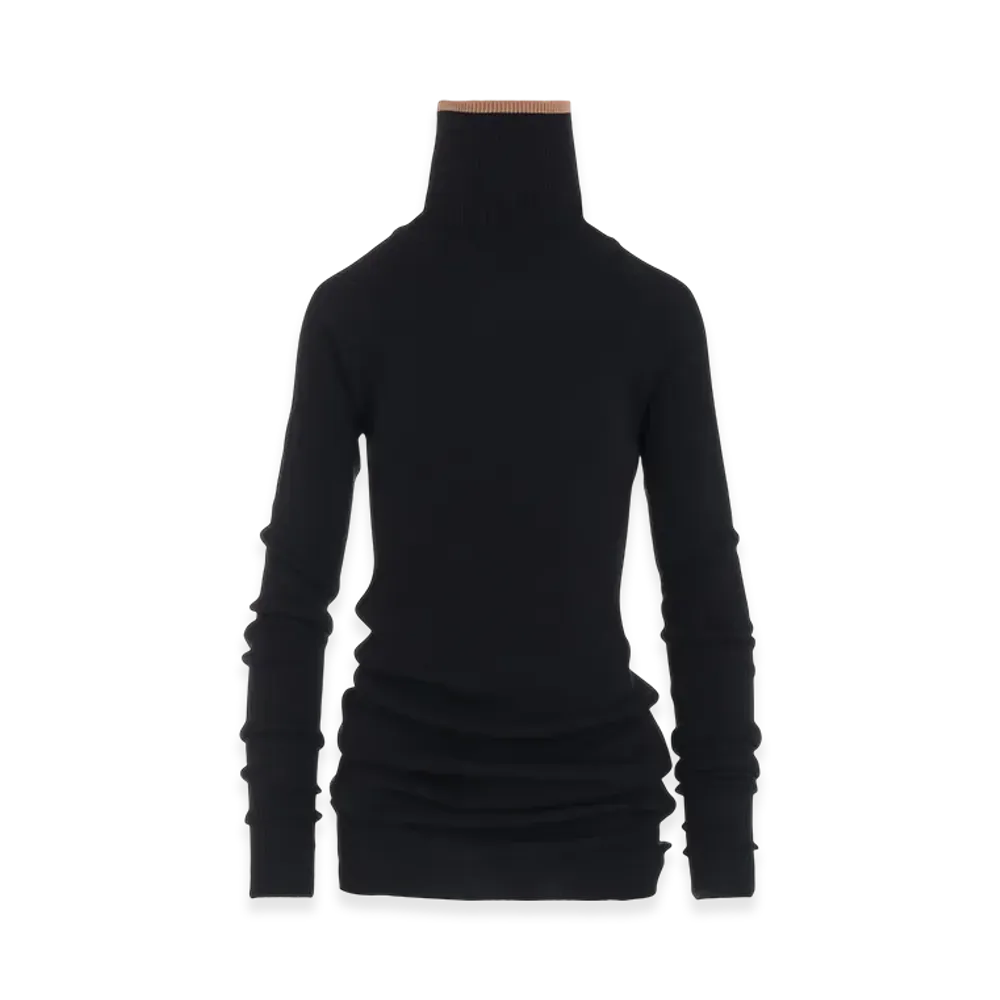 Y's x John Smedley Turtleneck Ribbed Knit "Black"