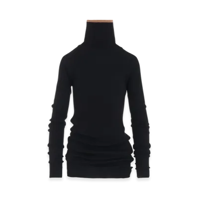 Y's x John Smedley Turtleneck Ribbed Knit "Black"