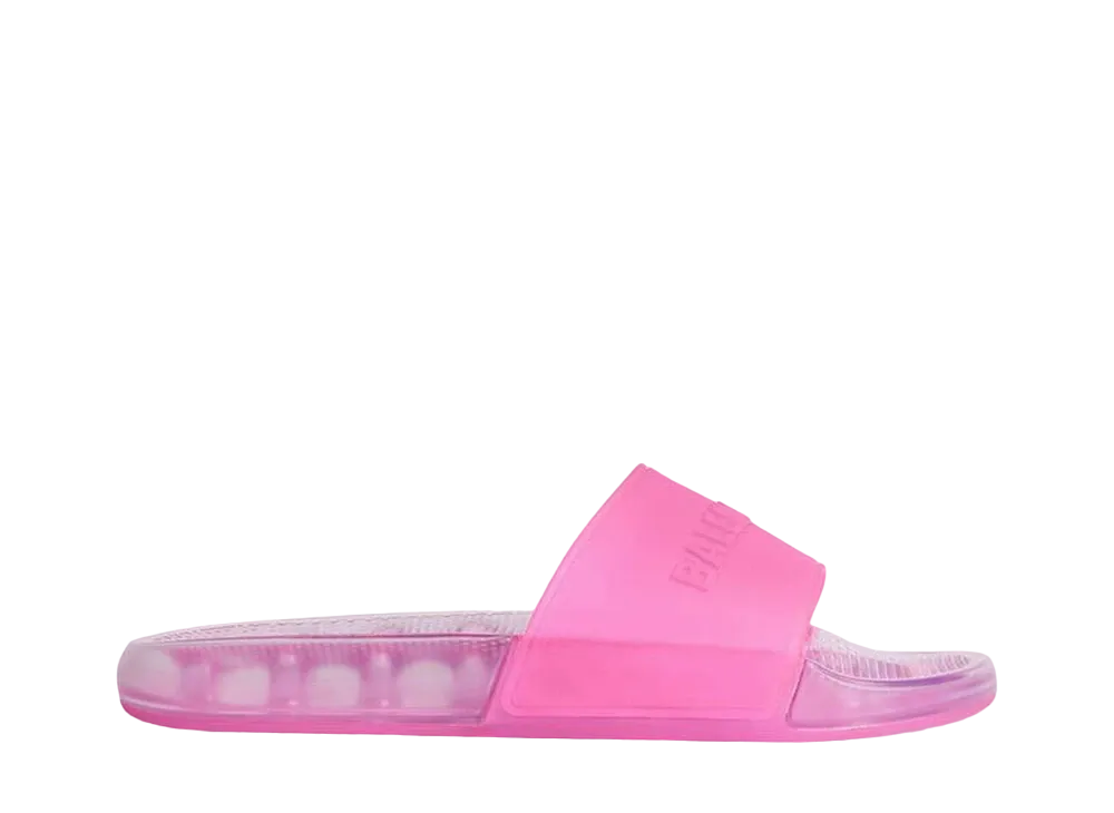 BALENCIAGA Women's Pool Transparent Slide Sandal in Rubber "Pink"