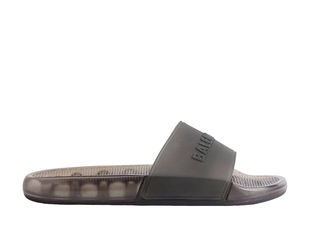BALENCIAGA Pool Transparent Slide Sandal in Rubber "Black"