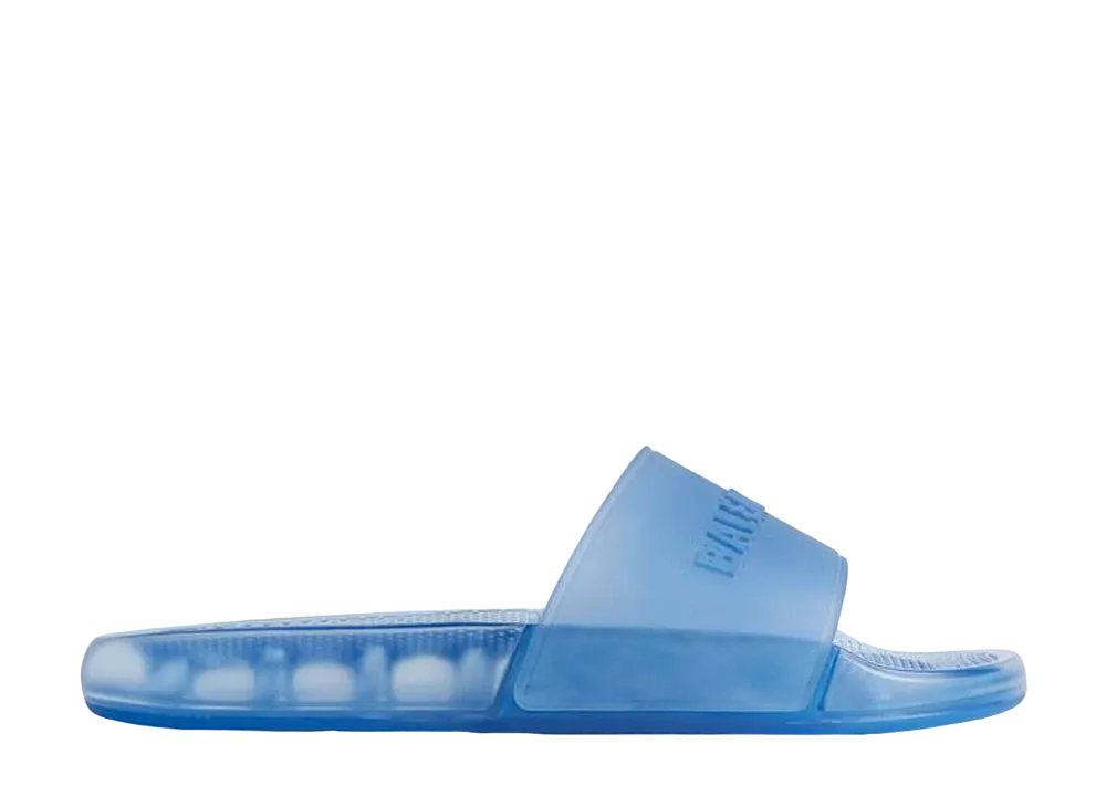 BALENCIAGA Pool Transparent Slide Sandal in Rubber "Blue"