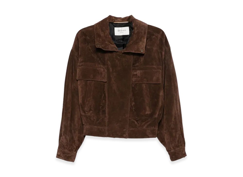 Saint Laurent Women's Jacket In Vintage Split Leather "Ebene"