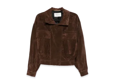 Saint Laurent Women's Jacket In Vintage Split Leather "Ebene"