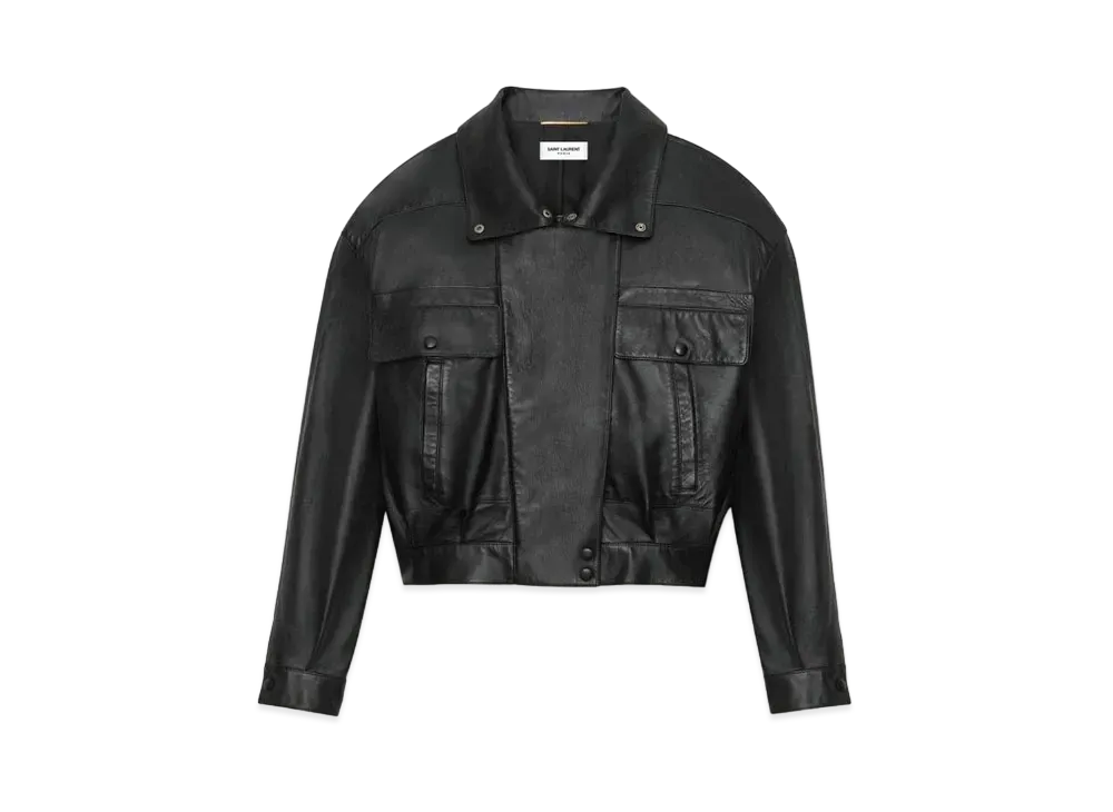 Saint Laurent Women's Bomber Jacket in Lambskin "Black"