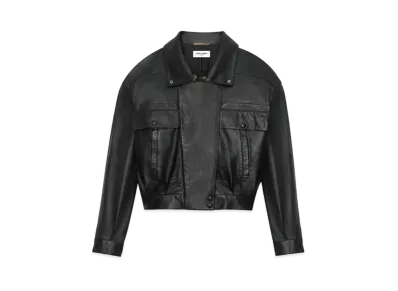 Saint Laurent Women's Bomber Jacket in Lambskin "Black"