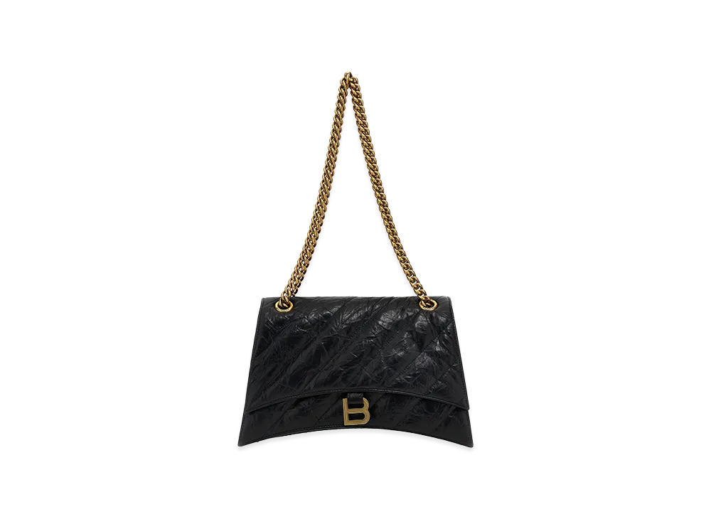 BALENCIAGA Women's 'Crush Chain' Medium Shoulder Bag "Black"
