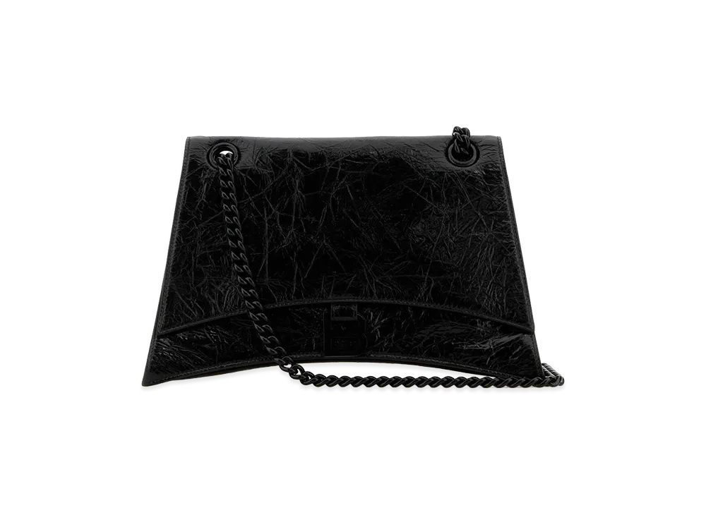 BALENCIAGA Women's Leather Medium Crush Shoulder Bag "Black"