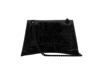 BALENCIAGA Women's Leather Medium Crush Shoulder Bag "Black"