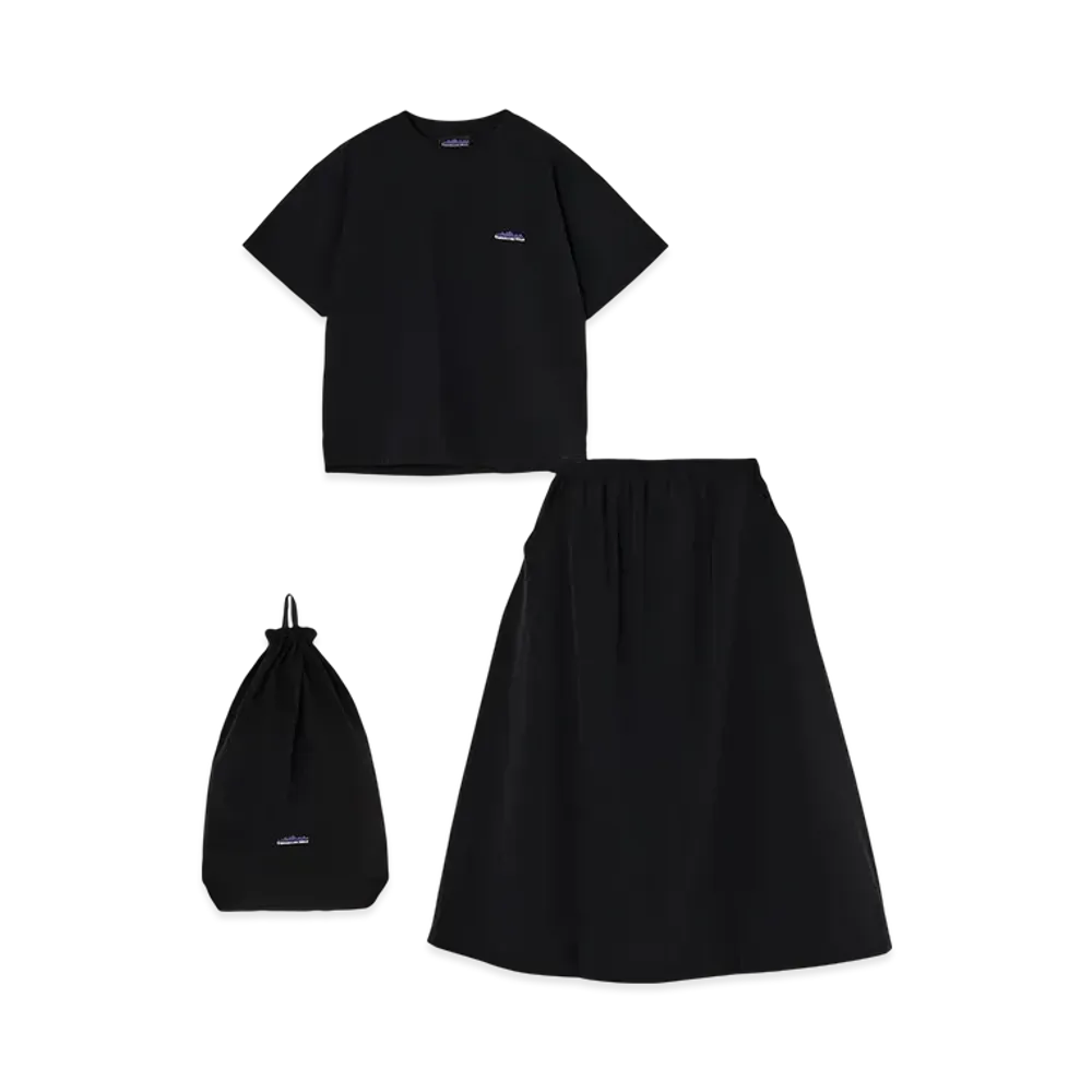 THOUSAND MILE Short Sleeve T-Shirt & Skirt Set "Black"