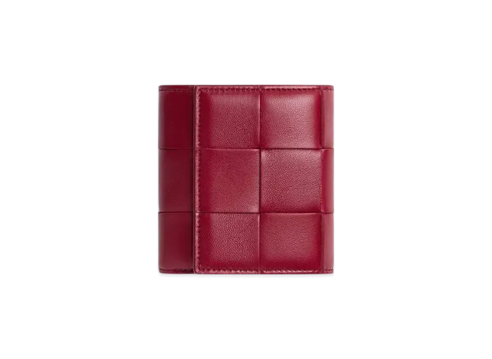 Bottega Veneta Cassette Tri-Fold Wallet With Origami Coin Purse "Dark Red/Blisswashed"