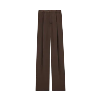 Saint Laurent Women's Pants in Silk Crepe "Marron"