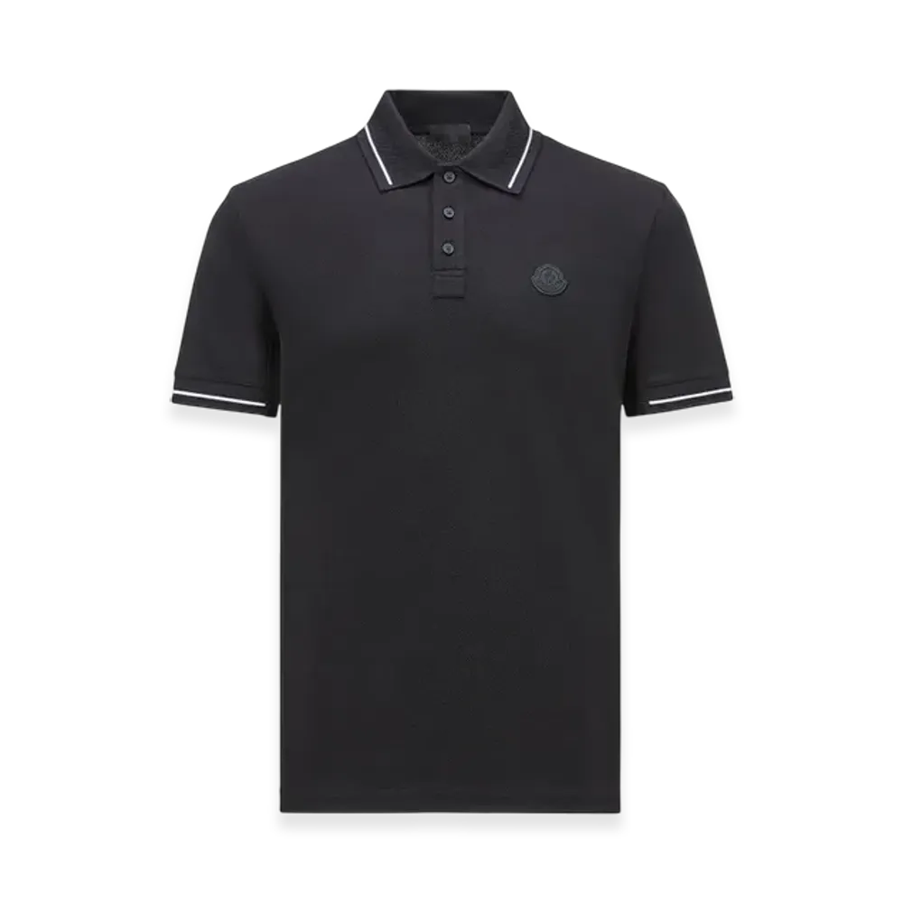 MONCLER Logo Patch Cotton Polo Shirt "Black"