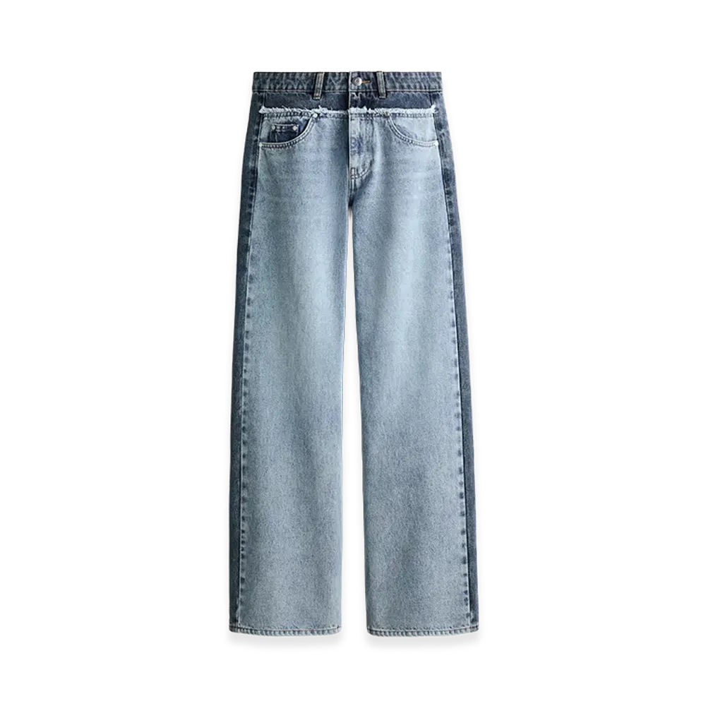 H&M x Stella McCartney Women's Two-Tone Straight Leg Denim "Light Denim Blue"