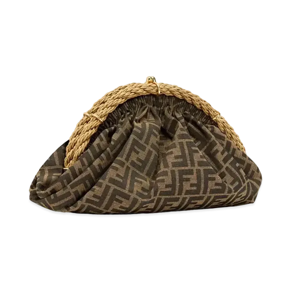 FENDI Shell FF Fabric Pochette "Brown"