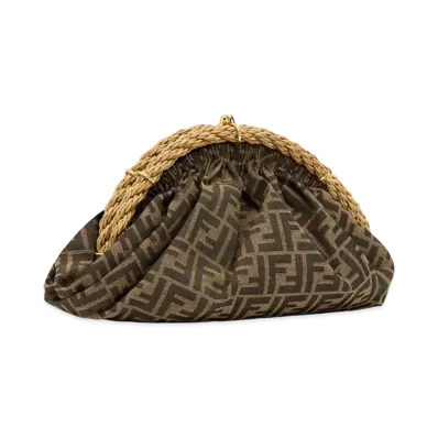 FENDI Shell FF Fabric Pochette "Brown"
