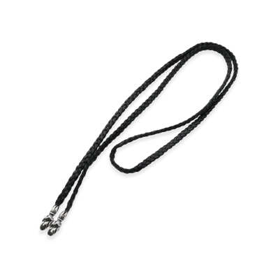 Chrome Hearts Lips & Tongue Leather Braid Necklace "Black/Silver"