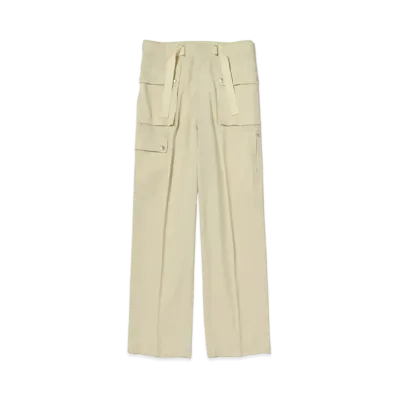 AURALEE Wool Herringbone Cargo Pants "Ivory"