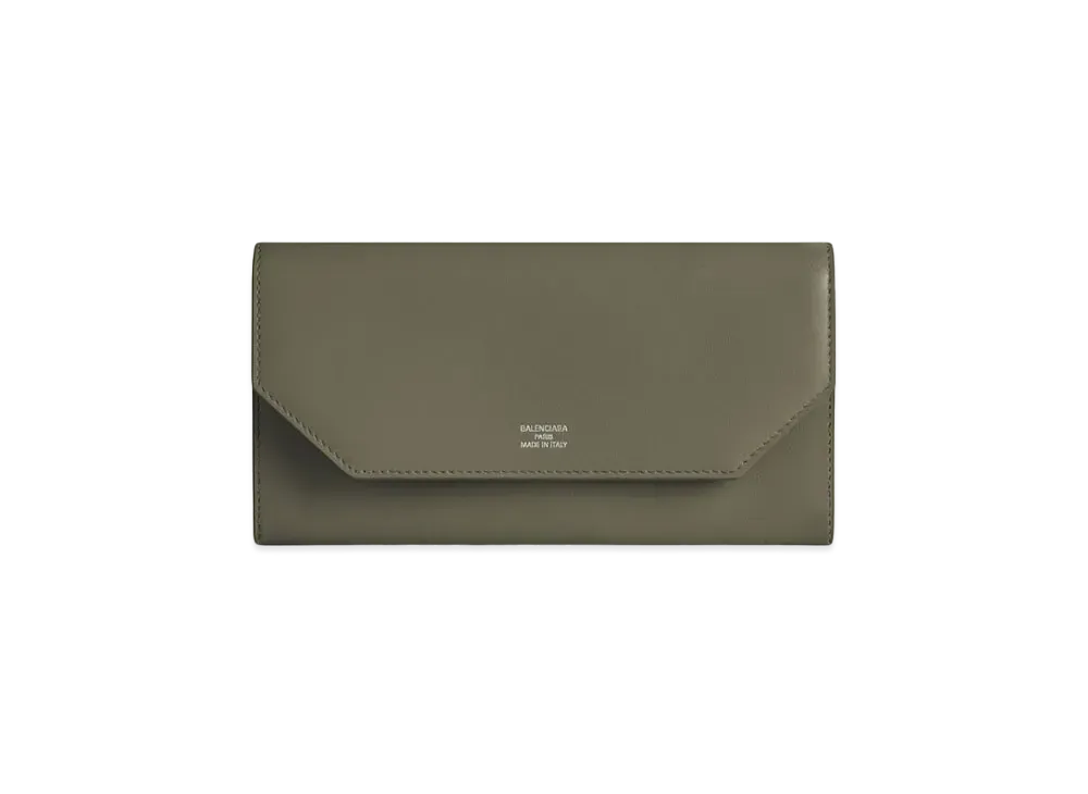 BALENCIAGA Envelope Long Wallet with Card Holder Smooth Calfskin Japan Exclusive "Army Green"