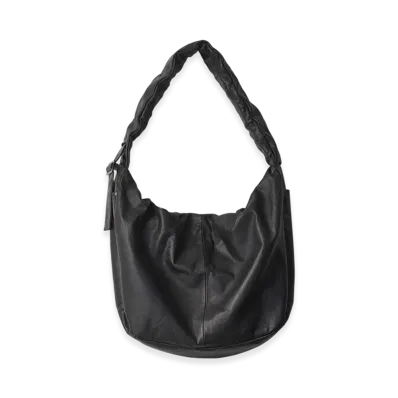 ssstein Shirring Handle Leather Shoulder Bag "Black"