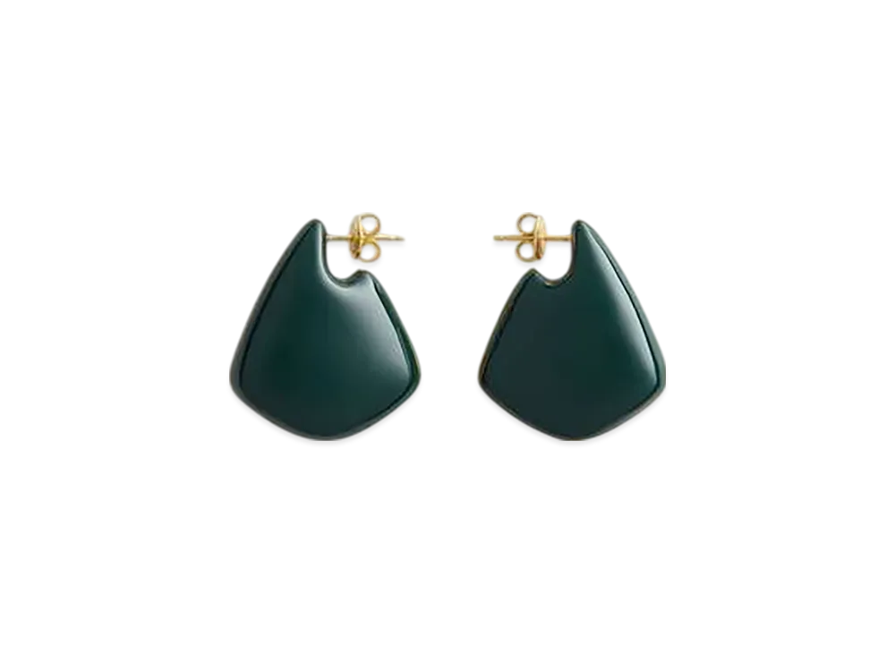 Bottega Veneta Small Fin Earrings "Dark Green"