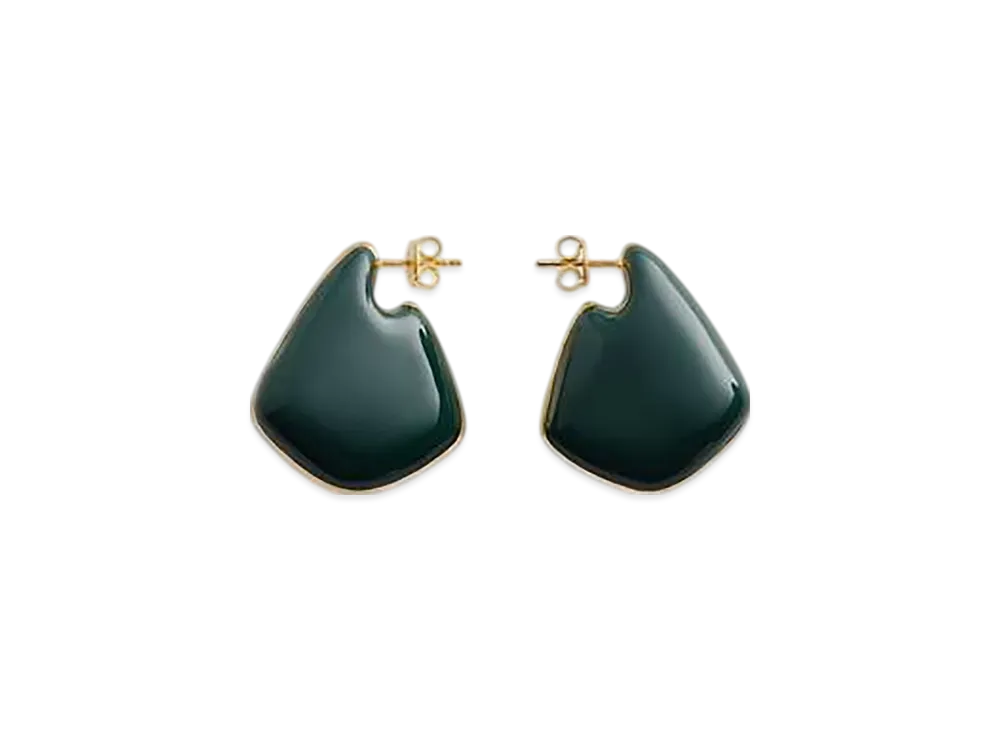 Bottega Veneta Small Fin Earrings "White/Dark Green"
