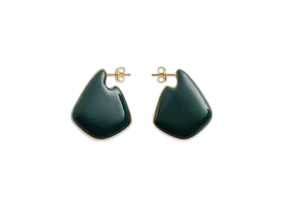 Bottega Veneta Small Fin Earrings "White/Dark Green"