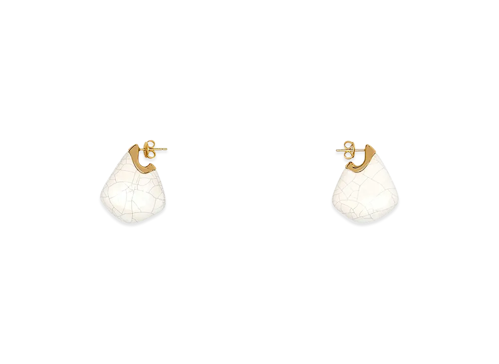 Bottega Veneta Women's Ceramic And Silver Small Finn Earrings "White"