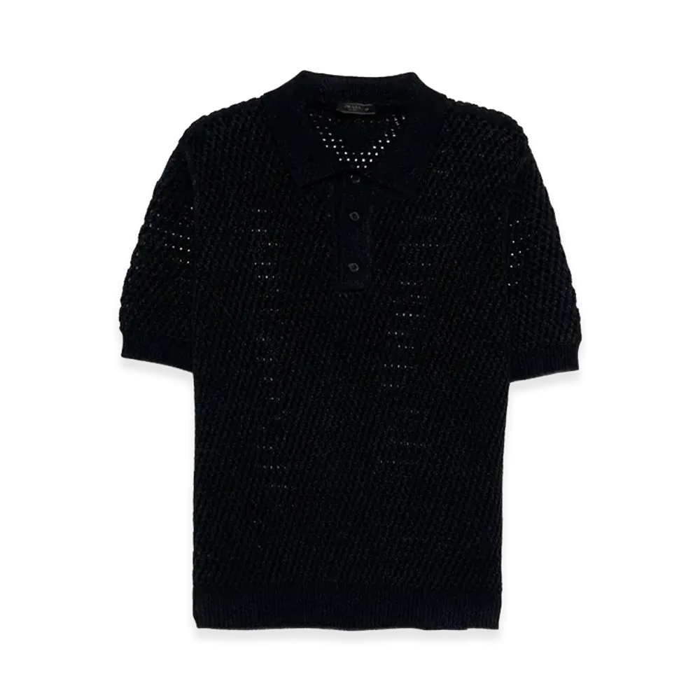 PRADA Cotton Linen Polo Shirts "Black"