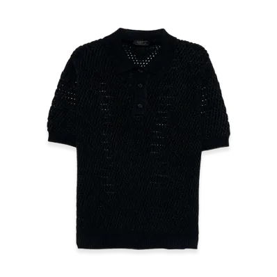 PRADA Cotton Linen Polo Shirts "Black"
