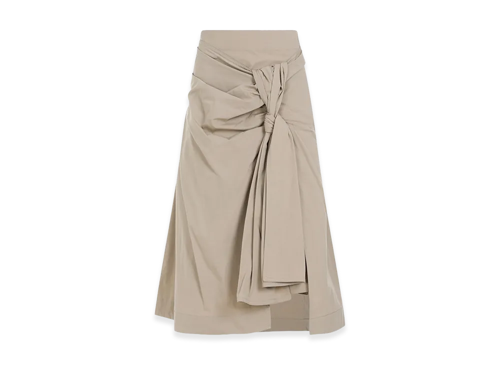 Bottega Veneta Women's Compact Knot Cotton Midi Skirt "Beige"