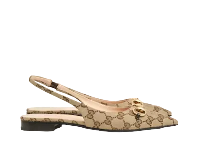 GUCCI WMNS Horsebit Slingback Ballet Flat "Beige/Ebony"