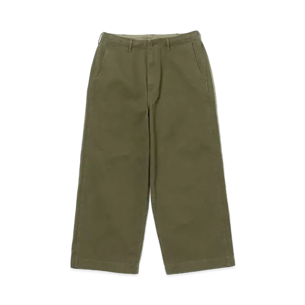 BEAMS 1940'S Detail Wide Chino Pants "Olive"